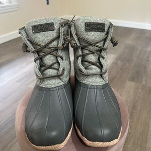 Sperry Light Charcoal & Dark Charcoal zip-up Duck Boots